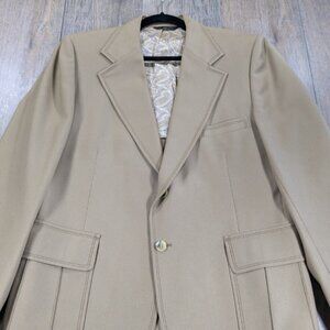 Vintage 1960s Johnny Carson Blazer Jacket Mens 42R Tan Sport Coat Pockets